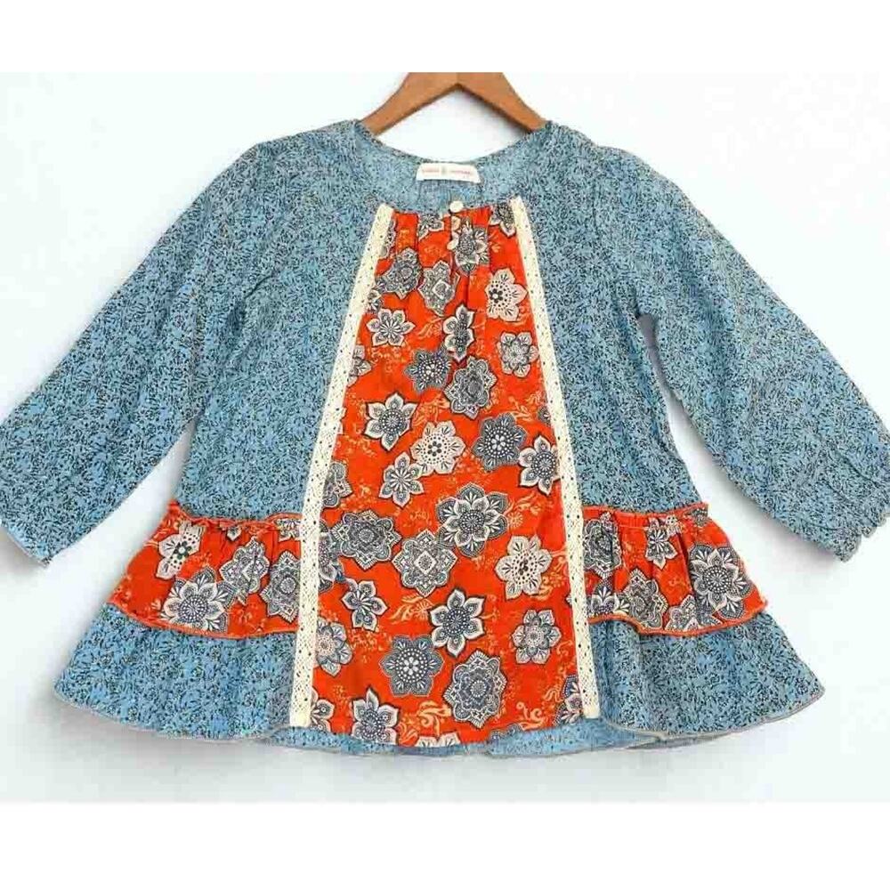 Mimi & Maggie Girls Blouse Top 4T Cottagecore Peplum Folk Victorian Old Money